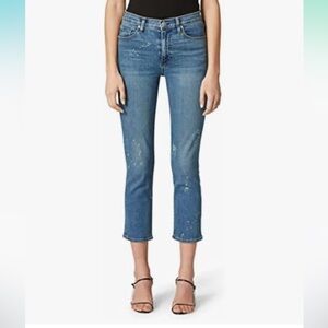 NWOT Hudson Barbara Straight Leg High Rise Crop Paint Spatter Jeans Women’s 27